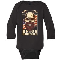 Vintage Union American Carpenter Bearded Skull Baby Long Sleeve Bodysuit