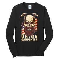 Vintage Union American Carpenter Bearded Skull Tall Long Sleeve T-Shirt