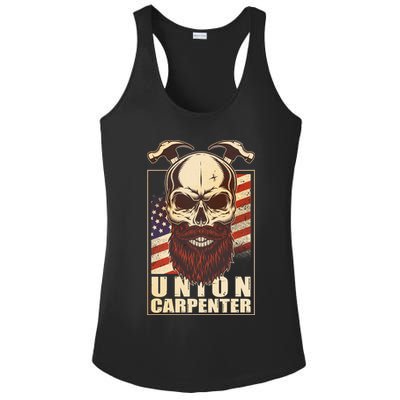 Vintage Union American Carpenter Bearded Skull Ladies PosiCharge Competitor Racerback Tank