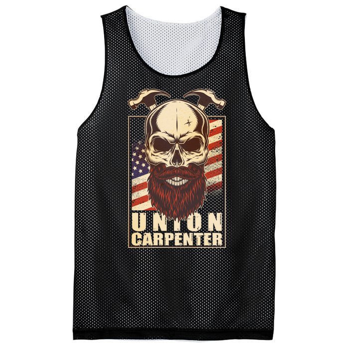 Vintage Union American Carpenter Bearded Skull Mesh Reversible Basketball Jersey Tank