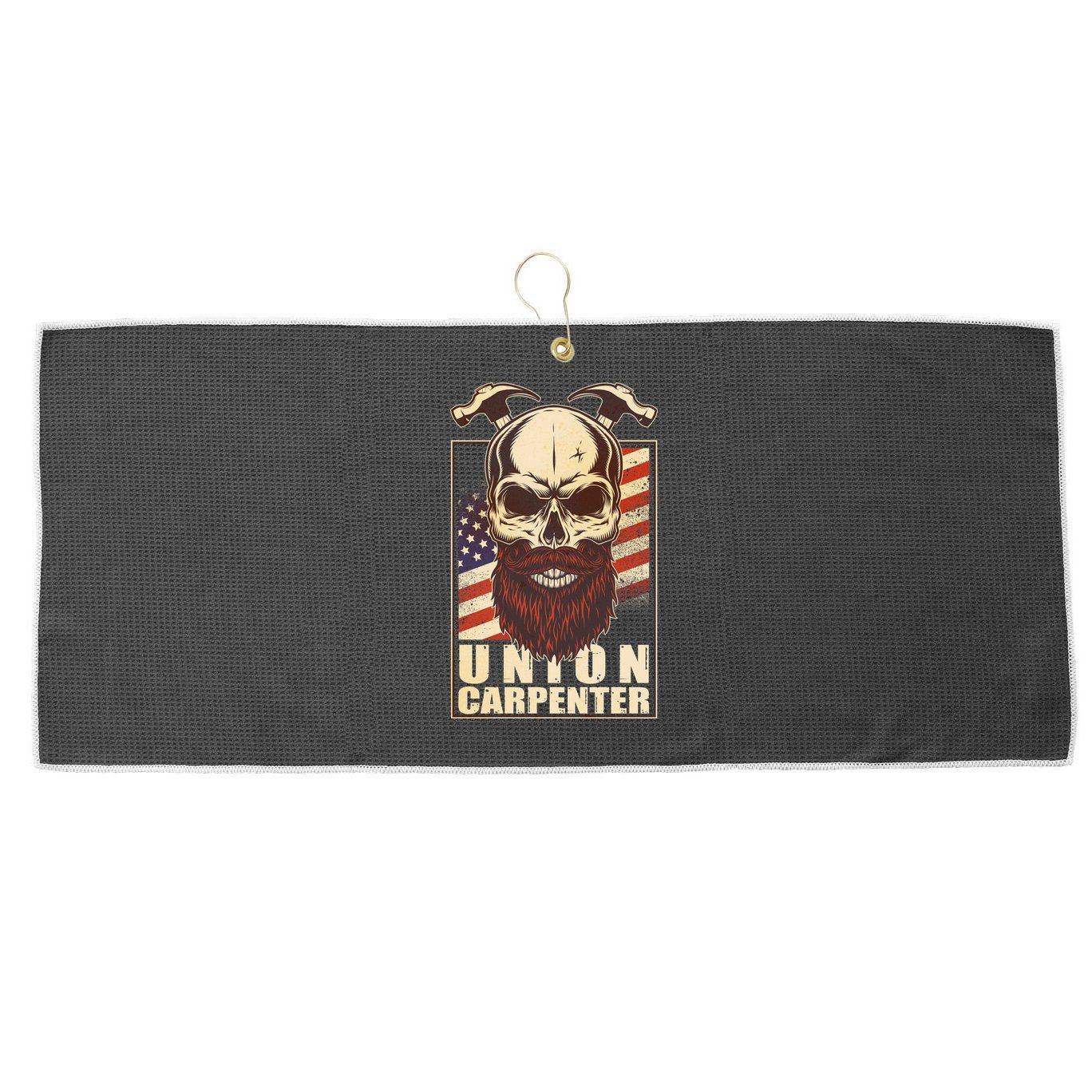 Vintage Union American Carpenter Bearded Skull Large Microfiber Waffle Golf Towel