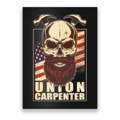 Vintage Union American Carpenter Bearded Skull Poster