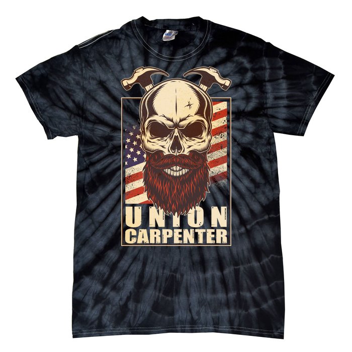 Vintage Union American Carpenter Bearded Skull Tie-Dye T-Shirt