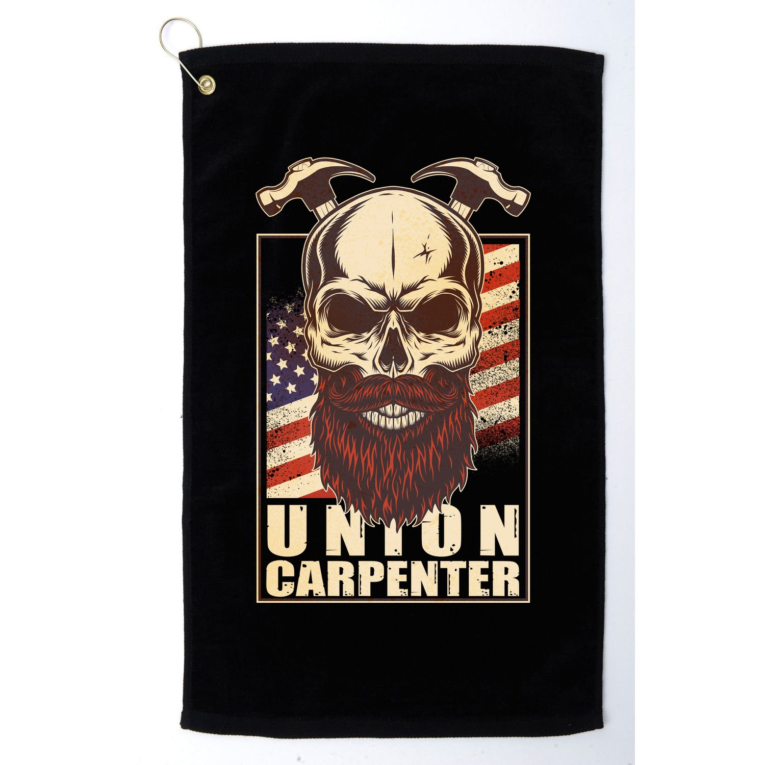 Vintage Union American Carpenter Bearded Skull Golf Towel