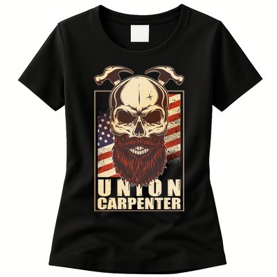 Vintage Union American Carpenter Bearded Skull Womens T-Shirt