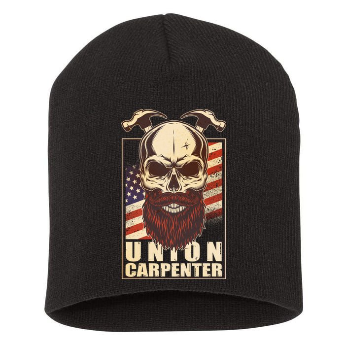 Vintage Union American Carpenter Bearded Skull Short Acrylic Beanie