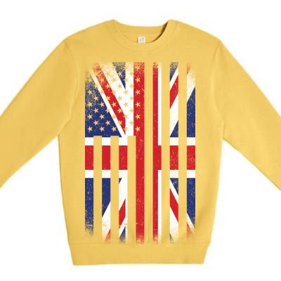 Vintage Union Jack British Flag United Kingdom  Premium Crewneck Sweatshirt