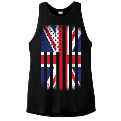 Vintage Union Jack British Flag United Kingdom  Ladies PosiCharge Tri-Blend Wicking Tank