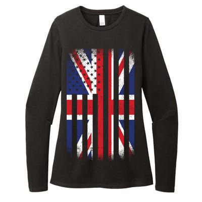 Vintage Union Jack British Flag United Kingdom  Womens CVC Long Sleeve Shirt