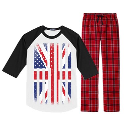 Vintage Union Jack British Flag United Kingdom  Raglan Sleeve Pajama Set