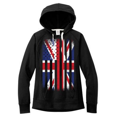 Vintage Union Jack British Flag United Kingdom  Women's Fleece Hoodie