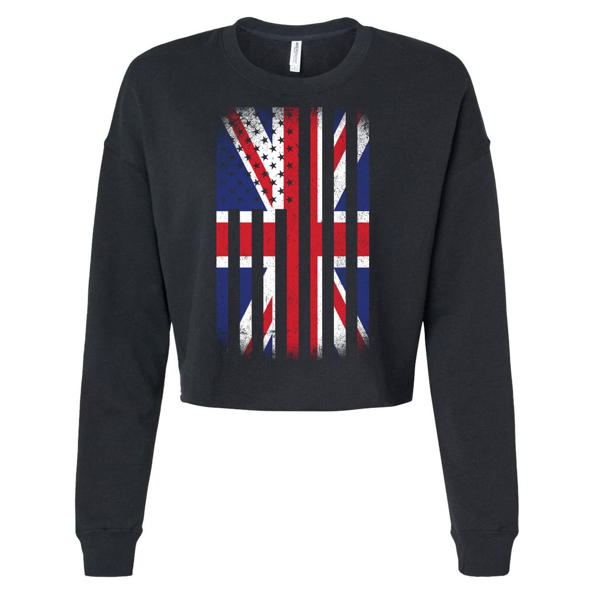 Vintage Union Jack British Flag United Kingdom  Cropped Pullover Crew