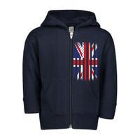 Vintage Union Jack British Flag United Kingdom  Toddler Zip Fleece Hoodie