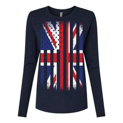 Vintage Union Jack British Flag United Kingdom  Womens Cotton Relaxed Long Sleeve T-Shirt