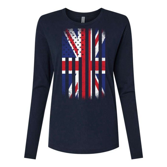 Vintage Union Jack British Flag United Kingdom  Womens Cotton Relaxed Long Sleeve T-Shirt