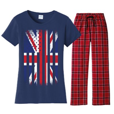 Vintage Union Jack British Flag United Kingdom  Women's Flannel Pajama Set