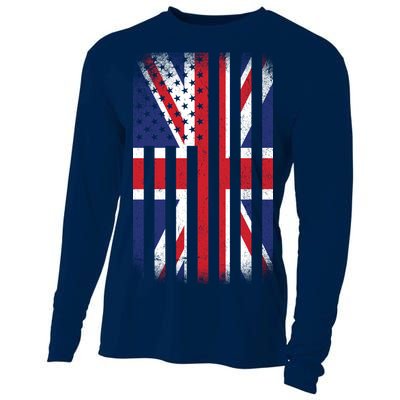 Vintage Union Jack British Flag United Kingdom  Cooling Performance Long Sleeve Crew