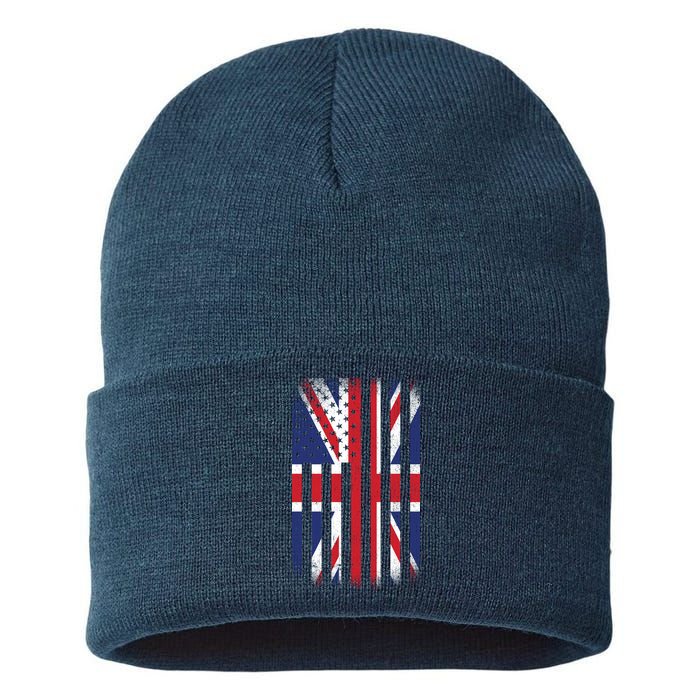 Vintage Union Jack British Flag United Kingdom  Sustainable Knit Beanie