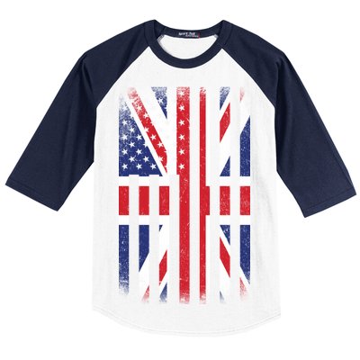 Vintage Union Jack British Flag United Kingdom  Baseball Sleeve Shirt