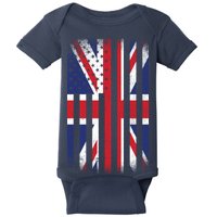 Vintage Union Jack British Flag United Kingdom  Baby Bodysuit