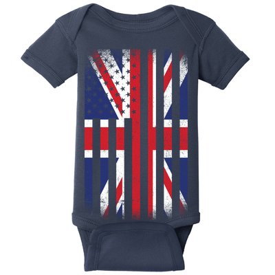 Vintage Union Jack British Flag United Kingdom  Baby Bodysuit