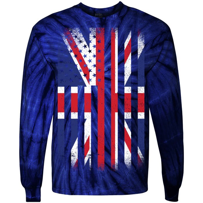 Vintage Union Jack British Flag United Kingdom  Tie-Dye Long Sleeve Shirt