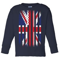 Vintage Union Jack British Flag United Kingdom  Toddler Long Sleeve Shirt