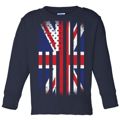 Vintage Union Jack British Flag United Kingdom  Toddler Long Sleeve Shirt