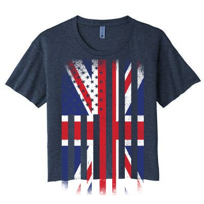 Vintage Union Jack British Flag United Kingdom  Women's Crop Top Tee