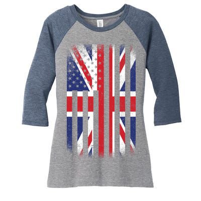 Vintage Union Jack British Flag United Kingdom  Women's Tri-Blend 3/4-Sleeve Raglan Shirt