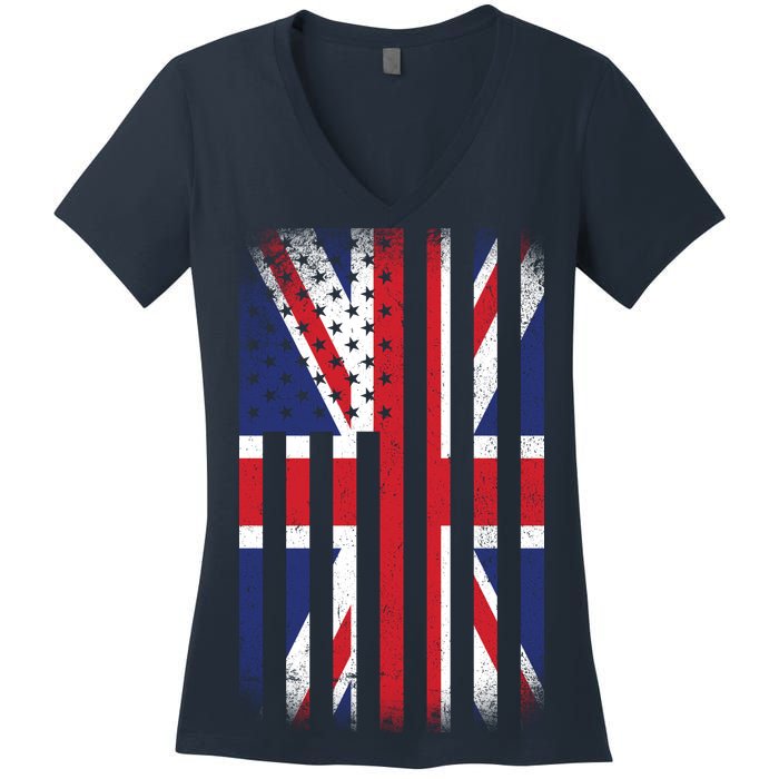 Vintage Union Jack British Flag United Kingdom  Women's V-Neck T-Shirt