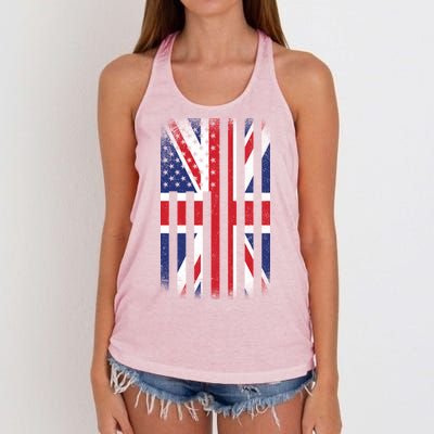 Vintage Union Jack British Flag United Kingdom  Women's Knotted Racerback Tank