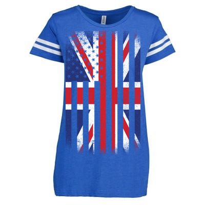 Vintage Union Jack British Flag United Kingdom  Enza Ladies Jersey Football T-Shirt