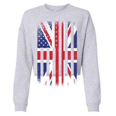 Vintage Union Jack British Flag United Kingdom  Cropped Pullover Crew