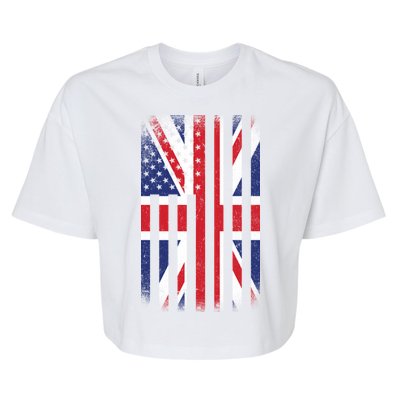 Vintage Union Jack British Flag United Kingdom  Bella+Canvas Jersey Crop Tee