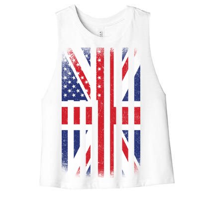 Vintage Union Jack British Flag United Kingdom  Women's Racerback Cropped Tank