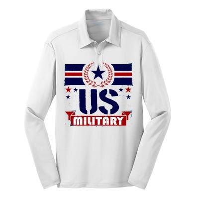 Vintage US Military USA Logo Silk Touch Performance Long Sleeve Polo