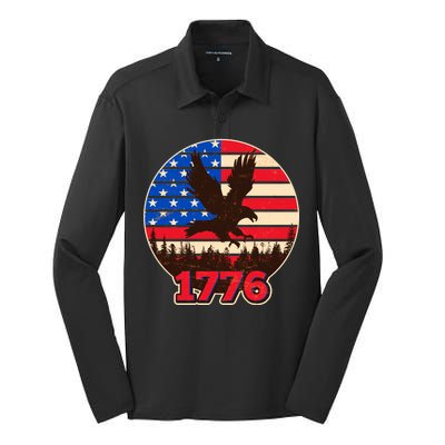 Vintage USA 1776 Emblem Silk Touch Performance Long Sleeve Polo