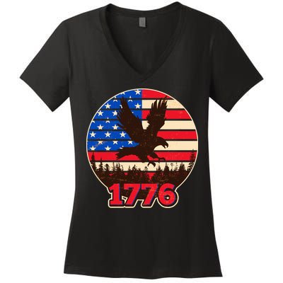 Vintage USA 1776 Emblem Women's V-Neck T-Shirt