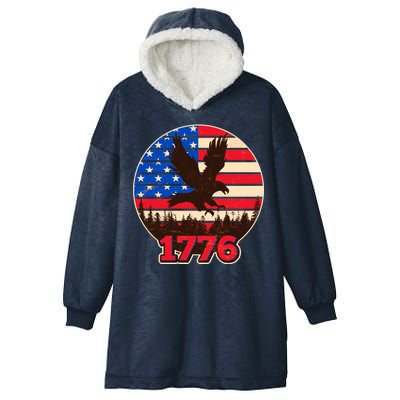 Vintage USA 1776 Emblem Hooded Wearable Blanket