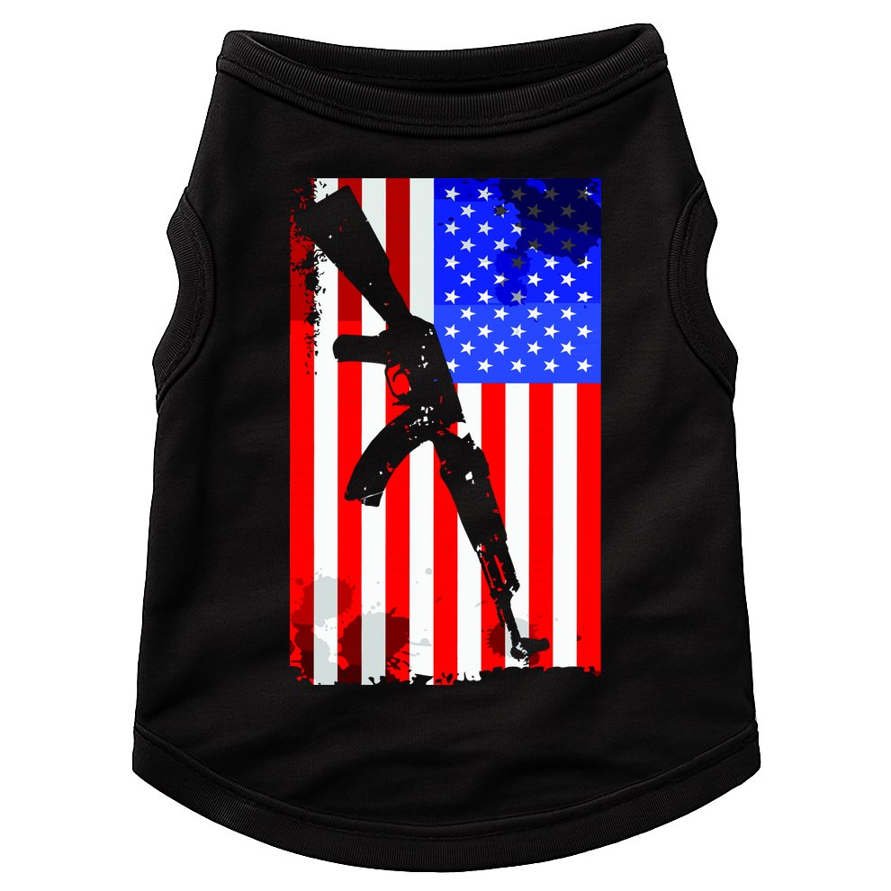 Vintage USA AK-47 Gun American Flag Doggie Tank