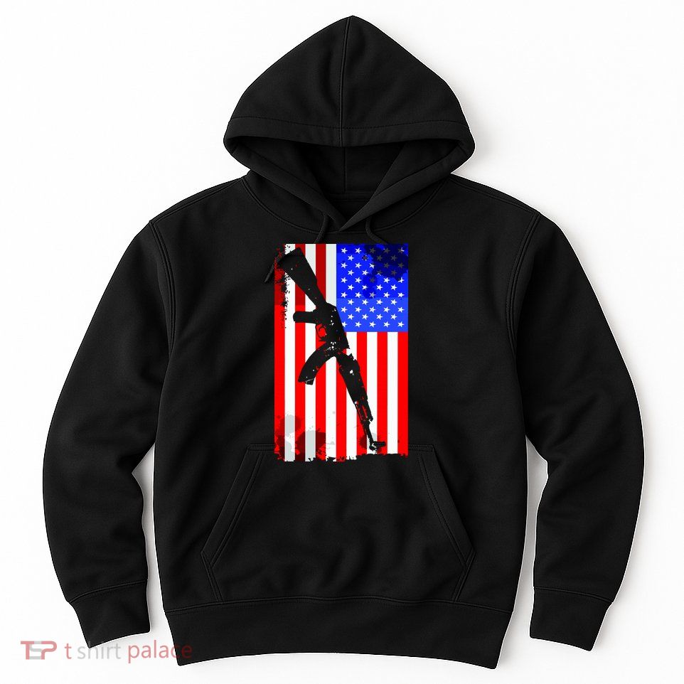 Vintage USA AK-47 Gun American Flag Hoodie