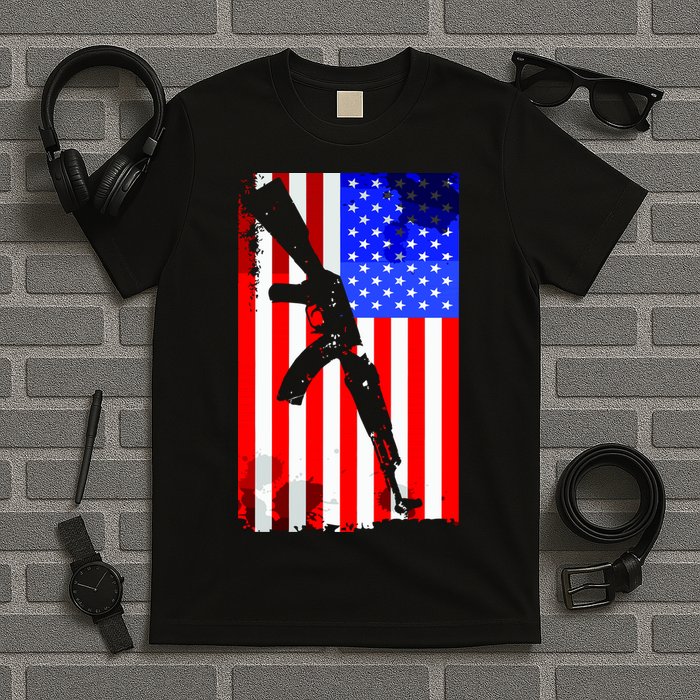 Vintage USA AK-47 Gun American Flag T-Shirt