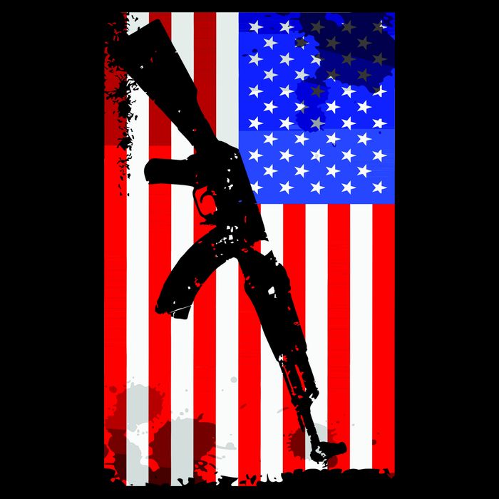 Vintage USA AK-47 Gun American Flag T-Shirt