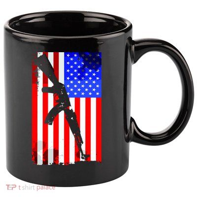 Vintage USA AK-47 Gun American Flag 11oz C Handle Ceramic Mug