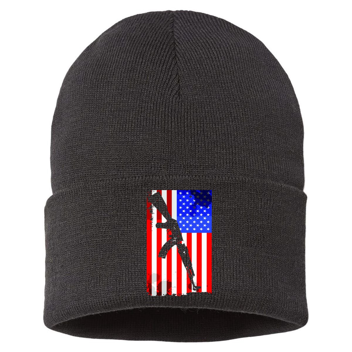 Vintage USA AK-47 Gun American Flag Sustainable Knit Beanie