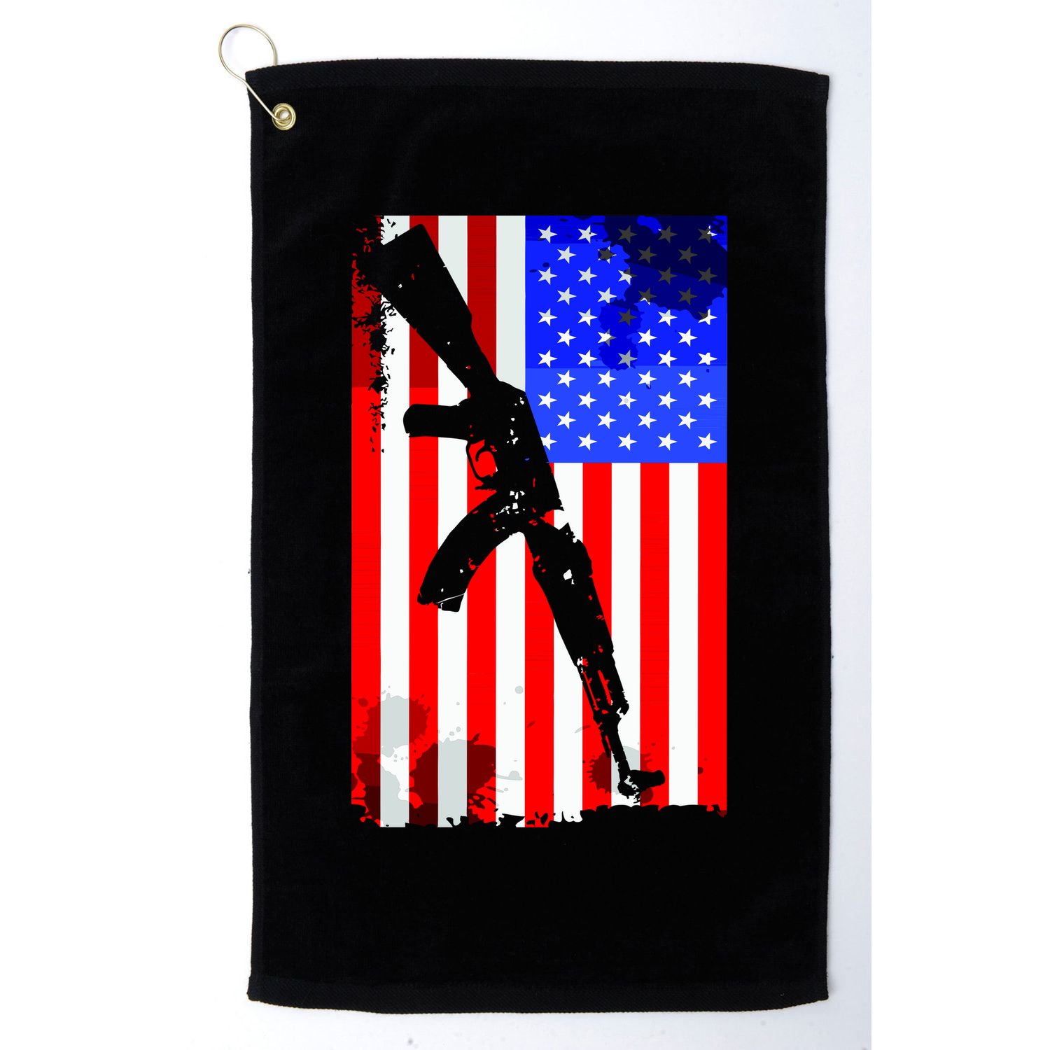 Vintage USA AK-47 Gun American Flag Golf Towel