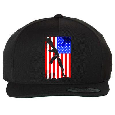 Vintage USA AK-47 Gun American Flag Wool Snapback Cap