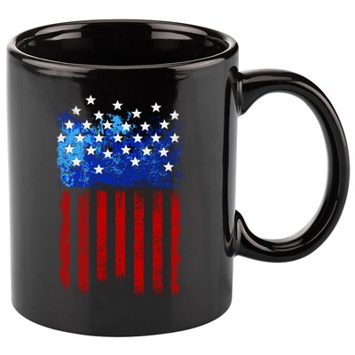 Vintage USA American Flag Paint 11oz C Handle Ceramic Mug