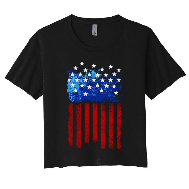 Vintage USA American Flag Paint Crop Top